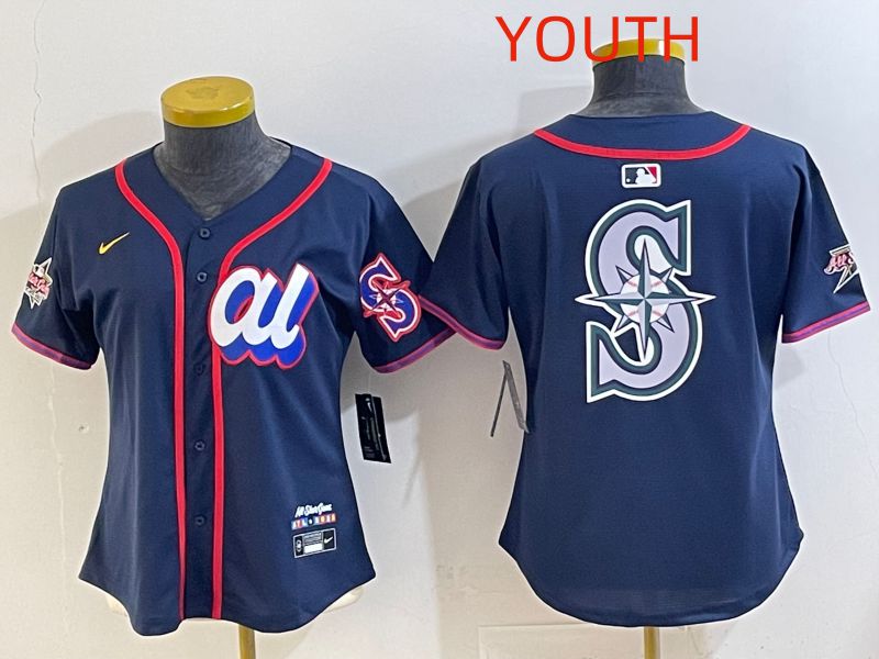 Youth 2025 Seattle Mariners Blank Drak Blue All star Nike MLB Jersey style 09->youth mlb jersey->Youth Jersey
